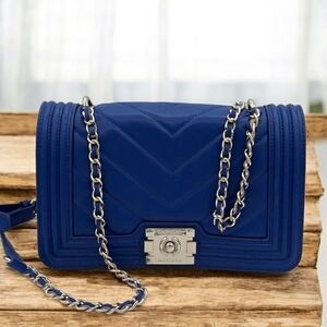 Badgley Mischka NWT Quilted Blue Crossbody Bag w/ Chain & Adjustable Strap